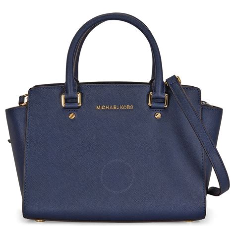 michael michael kors selma medium satchel navy|selma leather satchel.